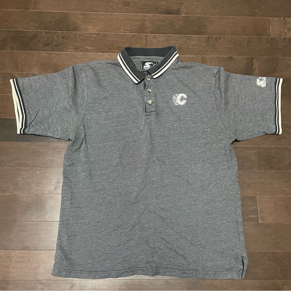 Calgary Flames -  Starter Golf Polo Shirt Button Up Collared Men’s XL Hockey